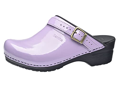 Sanita | Freya offener Clog | Original handgemacht | Flexible Leder-Clogs für Damen | Anatomisch geformtes Fußbett mit weichem Schaum | Verstellbarer Fersenriemen | Purple | 41 EU von Sanita