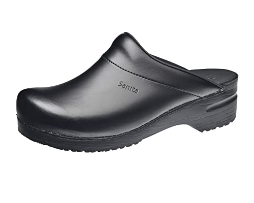 Sanita | Karl PU offener Clog | Original handgemacht | Flexible Leder-Clogs für Männer |Schwarz | EU 47 von Sanita