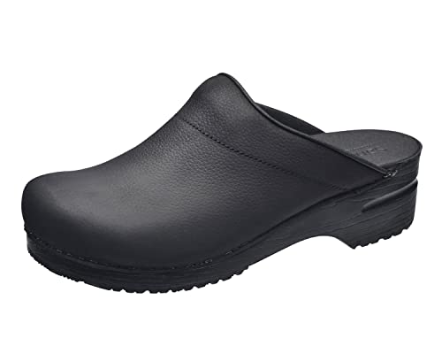 Sanita | Karl offener Clog, geöltes Leder | Original handgemacht | Flexible Leder-Clogs für Männer |Schwarz | EU 48 von Sanita