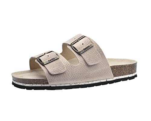 Sanita Ibiza Bio Sandale | Unisex | Original handgemacht | Extremer Komfort für den ganzen Tag | Nubukleder | Verstellbarer Rieme | Beige | 37 EU von Sanita