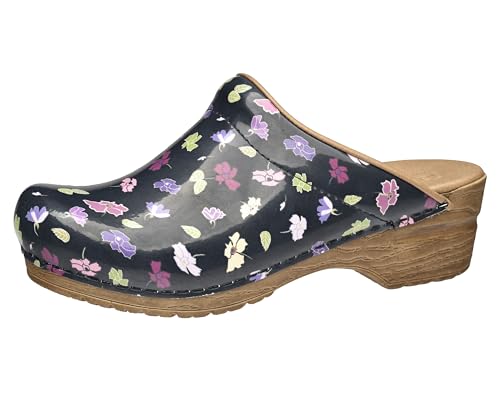 Sanita | Illo Offener Clog, Lackleder | Original handgemachte, Flexible Leder Clogs für Damen | Anatomisch geformtes Fußbett mit weichem Schaum | Schwarz | 37 von Sanita