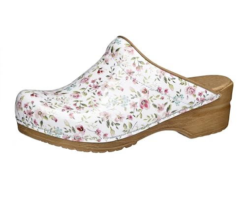 Sanita | Illo Offener Clog, Lackleder | Original handgemachte, Flexible Leder Clogs für Damen | Anatomisch geformtes Fußbett mit weichem Schaum | Weiß | 42 EU von Sanita