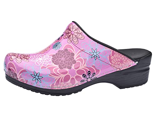 Sanita | Inalo offener Clog, Lackleder | Original handgemacht | Flexible Leder-Clogs für Damen | Anatomisch geformtes Fußbett mit weichem Schaum | Pink | 36 von Sanita