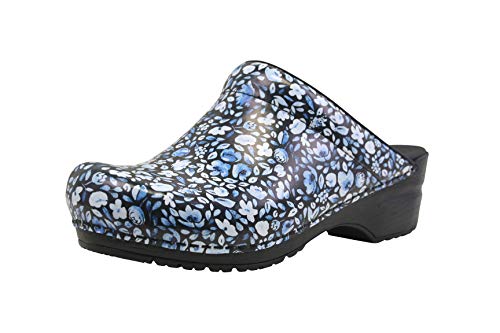 Sanita | Isalena offener Clog | Original handgemacht | Flexible Leder-Clogs für Damen | Anatomisch geformtes Fußbett mit weichem Schaum | Blau | 36 EU von Sanita