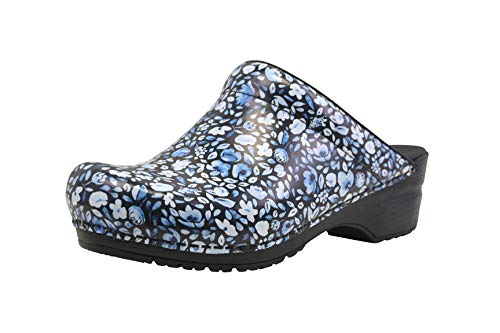 Sanita | Isalena offener Clog | Original handgemacht | Flexible Leder-Clogs für Damen | Anatomisch geformtes Fußbett mit weichem Schaum | Blau | 37 EU von Sanita