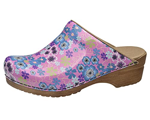 Sanita | Isalena offener Clog | Original handgemacht | Flexible Leder-Clogs für Damen | Anatomisch geformtes Fußbett mit weichem Schaum | Rosa | 38 EU von Sanita