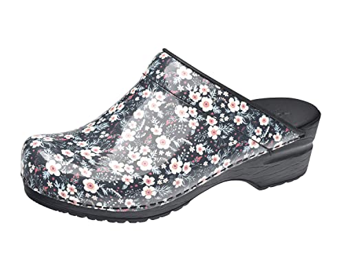Sanita | Isalena offener Clog | Original handgemacht | Flexible Leder-Clogs für Damen | Anatomisch geformtes Fußbett mit weichem Schaum | Schwarz | 42 EU von Sanita