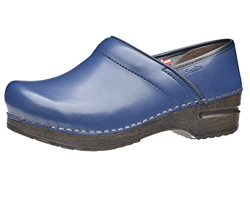 Sanita | Izabella geschlossener Clog | Original handgemacht für Damen | Anatomisch geformtes Fußbett mit weichem Schaum | Blau | 37 EU von Sanita