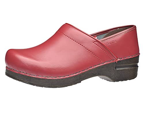 Sanita | Izabella geschlossener Clog | Original handgemacht für Damen | Anatomisch geformtes Fußbett mit weichem Schaum | Rot | 43 EU von Sanita