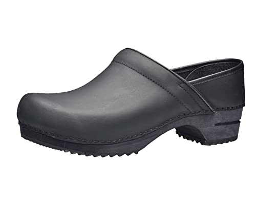 Sanita | Julie Geschlossener Clog | Original hangemacht | Lederclog mit Holzsohle für Damen | Schwarz | 39 von Sanita