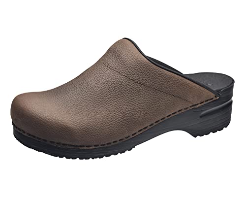 Sanita | Karl offener Clog, geöltes Leder | Original handgemacht | Flexible Leder-Clogs für Männer | Braun | EU 45 von Sanita