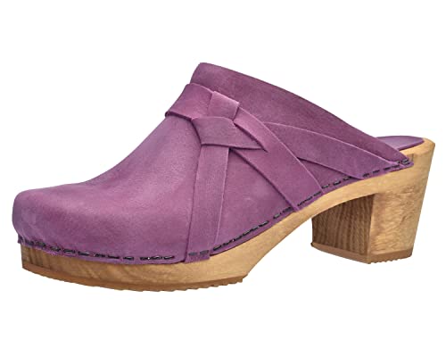 Sanita Manuella Clog | Original handgemacht | Lederclog mit Holzsohle für Damen | Rosa | 36 EU von Sanita