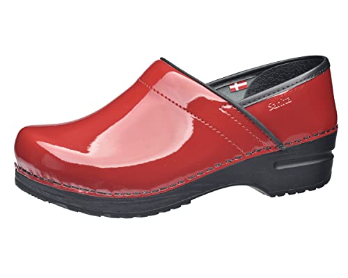 Sanita Patent | Professional geschlossener Clog | Original handgemacht für Damen | Anatomisch geformtes Fußbett mit weichem Schaum | Rot | 38 EU von Sanita