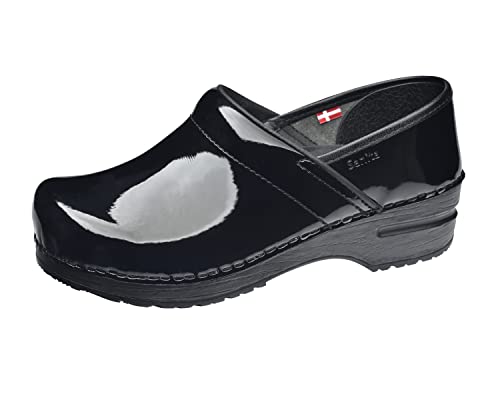 Sanita Patent | Professional geschlossener Clog | Original handgemacht für Damen | Anatomisch geformtes Fußbett mit weichem Schaum | Schwarz | 38 EU von Sanita