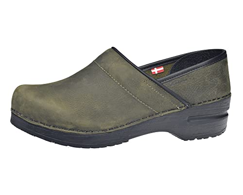 Sanita Prof. Oil | Professional geschlossener Clog | Original handgemacht für Damen | Anatomisch geformtes Fußbett mit weichem Schaum | Olivgrün | 37 EU von Sanita