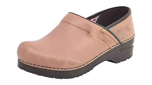 Sanita | Professional geschlossener Clog, geöltes Leder | Original handgemacht für Damen | Anatomisch geformtes Fußbett mit weichem Schaum | Grau | 37 EU von Sanita