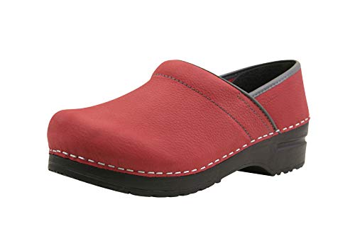 Sanita | Professional geschlossener Clog, geöltes Leder | Original handgemacht für Damen | Anatomisch geformtes Fußbett mit weichem Schaum | Rot | 36 EU von Sanita