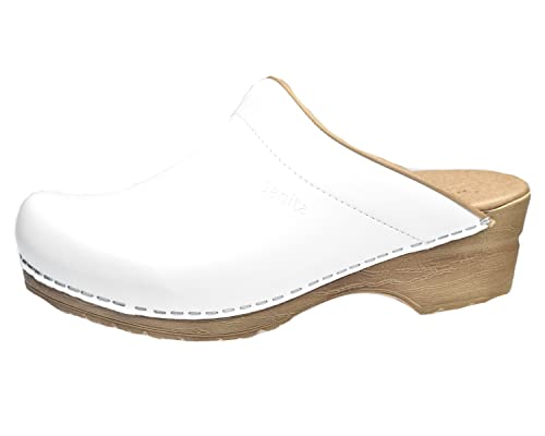 Sanita | Sandra offener Clog | Original handgemacht | Flexible Leder-Clogs für Damen | Anatomisch geformtes Fußbett mit weichem Schaum | Weiß | 36 EU von Sanita