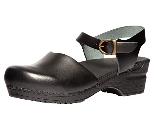 Sanita Sansi Leder Sandale | Original handgemacht für Damen | Anatomisch geformtes Fußbett mit weichem Schaum | Verstellbarer Knöchelriemen | Schwarz | 38 EU Sanita Sansi Leder Sandale | Original handgemacht für Damen | Anatomisch geformtes Fußbett mit weichem Schaum | Verstellbarer Knöchelriemen | Schwarz | 38 EU von Sanita