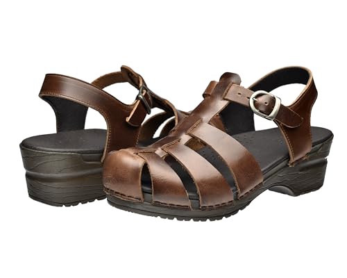 Sanita Semma Leder Sandale | Original handgemacht für Damen | Anatomisch geformtes Fußbett mit weichem Schaum | Verstellbarer Knöchelriemen | Braun | 38 EU Sanita Semma Leder Sandale | Original handgemacht für Damen | Anatomisch geformtes Fußbett mit weichem Schaum | Verstellbarer Knöchelriemen | Braun | 38 EU von Sanita