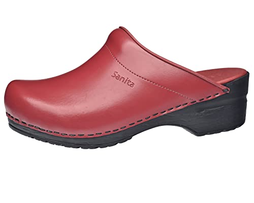 Sanita | Sonja PU offener Clog | Original handgemacht | Flexible Leder-Clogs für Damen | Anatomisch geformtes Fußbett mit weichem Schaum | Rot | 42 EU von Sanita