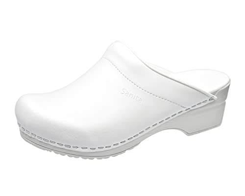Sanita | Sonja PU offener Clog | Original handgemacht | Flexible Leder-Clogs für Damen | Anatomisch geformtes Fußbett mit weichem Schaum | Weiss | 35 EU von Sanita