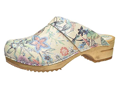 Sanita Vegu offener Clog | Original handgemacht | Microfaser-Holzclogs für Damen | Vegane Wahl | Beige | 37 EU von Sanita