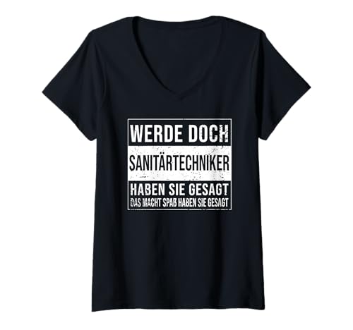 Damen Klempner Geburtstag lustiges Sanitärtechniker T-Shirt mit V-Ausschnitt von Sanitärtechniker Zubehör Geschenke Geburtstagshirt