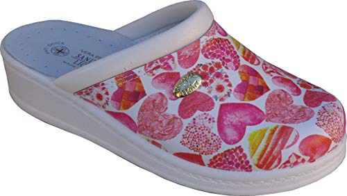 Sanital Light - Damen Hause Pantolette in Leder - 1350 - Rot Herzen 38 von Sanital Light