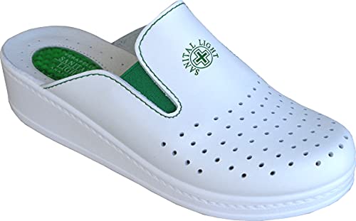 Sanital Light - Damen Hause Pantolette in Leder - 1352 mit stoßdämpfendem Gel PAD Ferse - Weisse 42 von Sanital Light