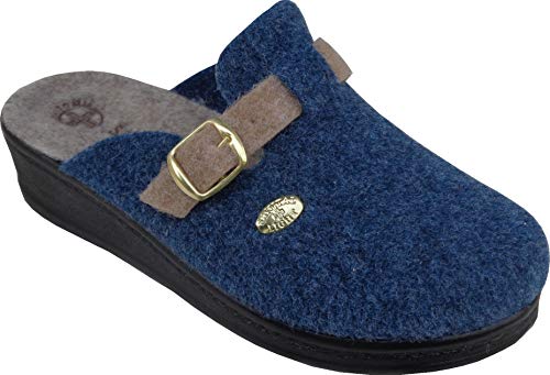 Sanital Light Damen Pantoffel 385 in FILZ - BLAU 37 von Sanital Light