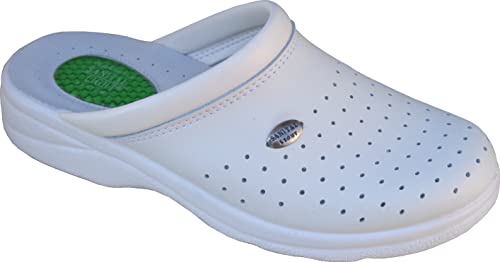 Sanital Light - HERREN CLOG in Leder - 1750 mit Stoßdämpfendem GEL PAD FERSE und Anti-Schock Innensohle - WEISS 46 Sanital Light - HERREN CLOG in Leder - 1750 mit Stoßdämpfendem GEL PAD FERSE und Anti-Schock Innensohle - WEISS 46 von Sanital Light