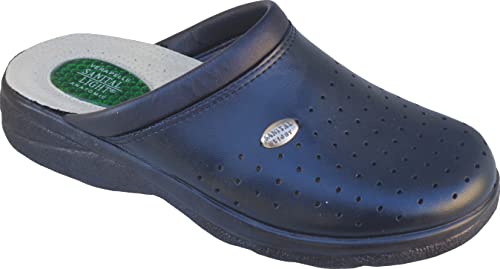 Sanital Light - Herren Clog in Leder - 1750 mit Stoßdämpfendem Gel PAD Ferse und Anti-Schock Innensohle - BLAU 40 von Sanital Light