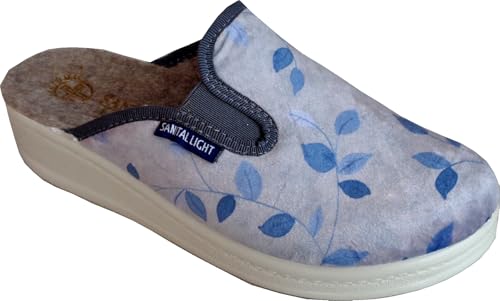 Sanital Light: Warme Damen Pantoffel aus Stoff. Perfekt für zu Hause, Flieder Blätter, 38 EU von Sanital Light