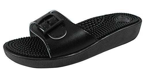 Sanitaria Damen Massage Pantolette, Badeschuh, Saunaschuh (35, schwarz) von Sanitaria