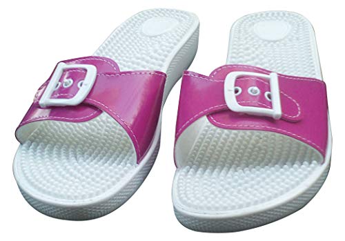 Sanitaria Damen Massage Pantolette, Badeschuh, Saunaschuh (36, weiß) (42 EU, Pink) von Sanitaria
