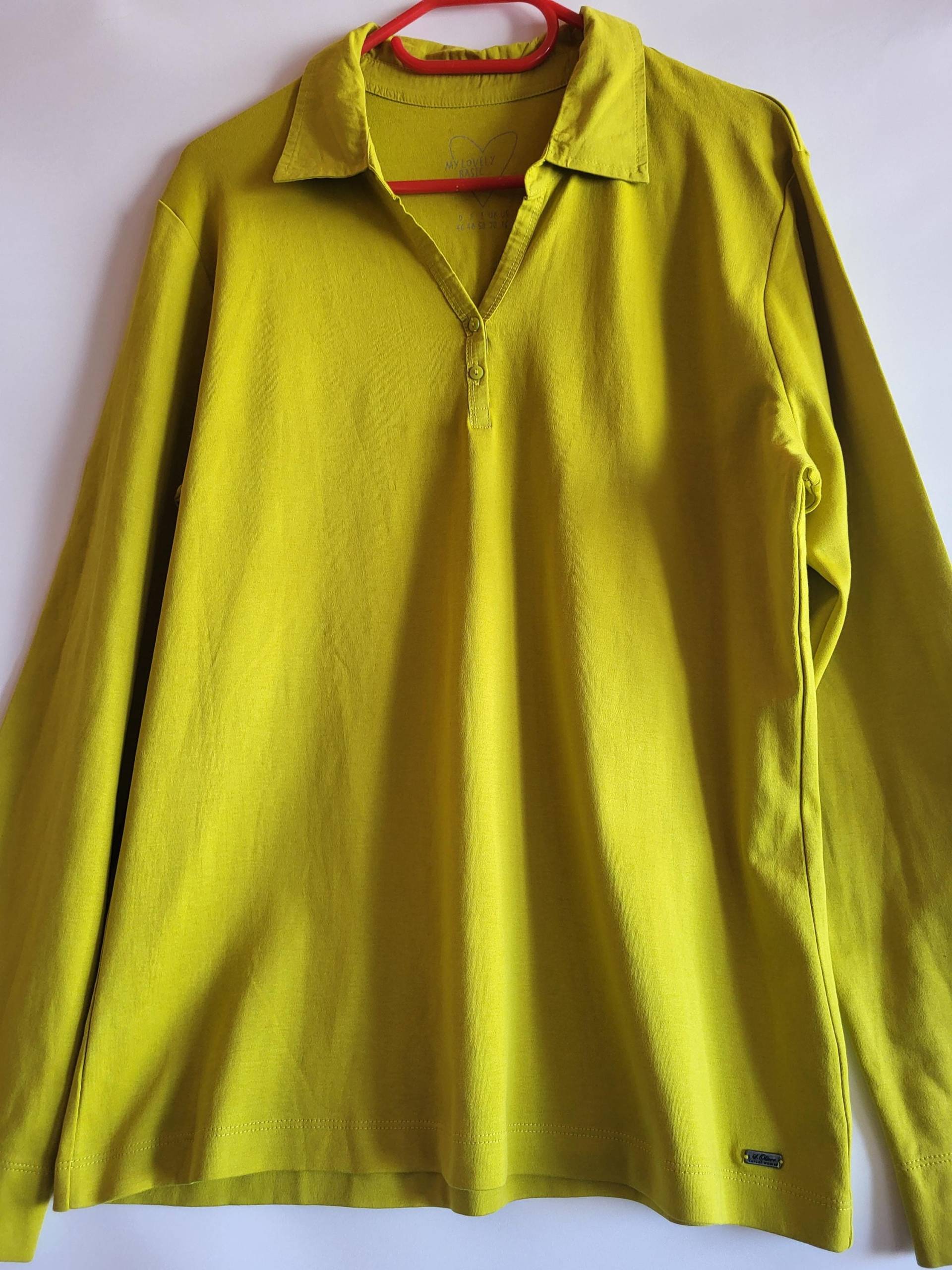 Frauenhemd/Grüne Bluse Lange Ärmel Knöpfe V-Ausschnitt S. Oliver Sommerbluse Baumwollbluse Zustand Ausgezeichnet Größe Xl von SanittasVintage