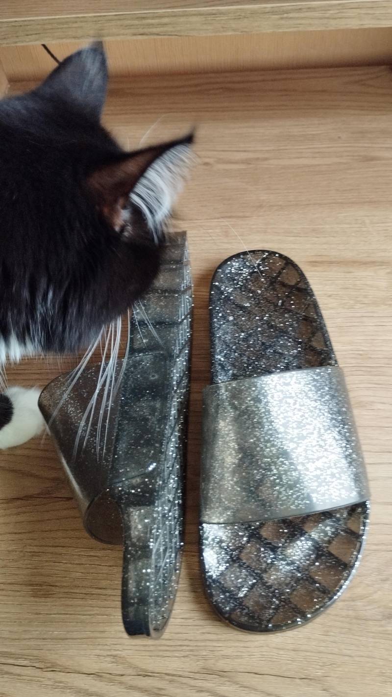 Schwarz Silber Sommer Sandalen/Jelly Schuhe Plateau Regen Flip Strand Größe Uk 6 Eur 39 von SanittasVintage