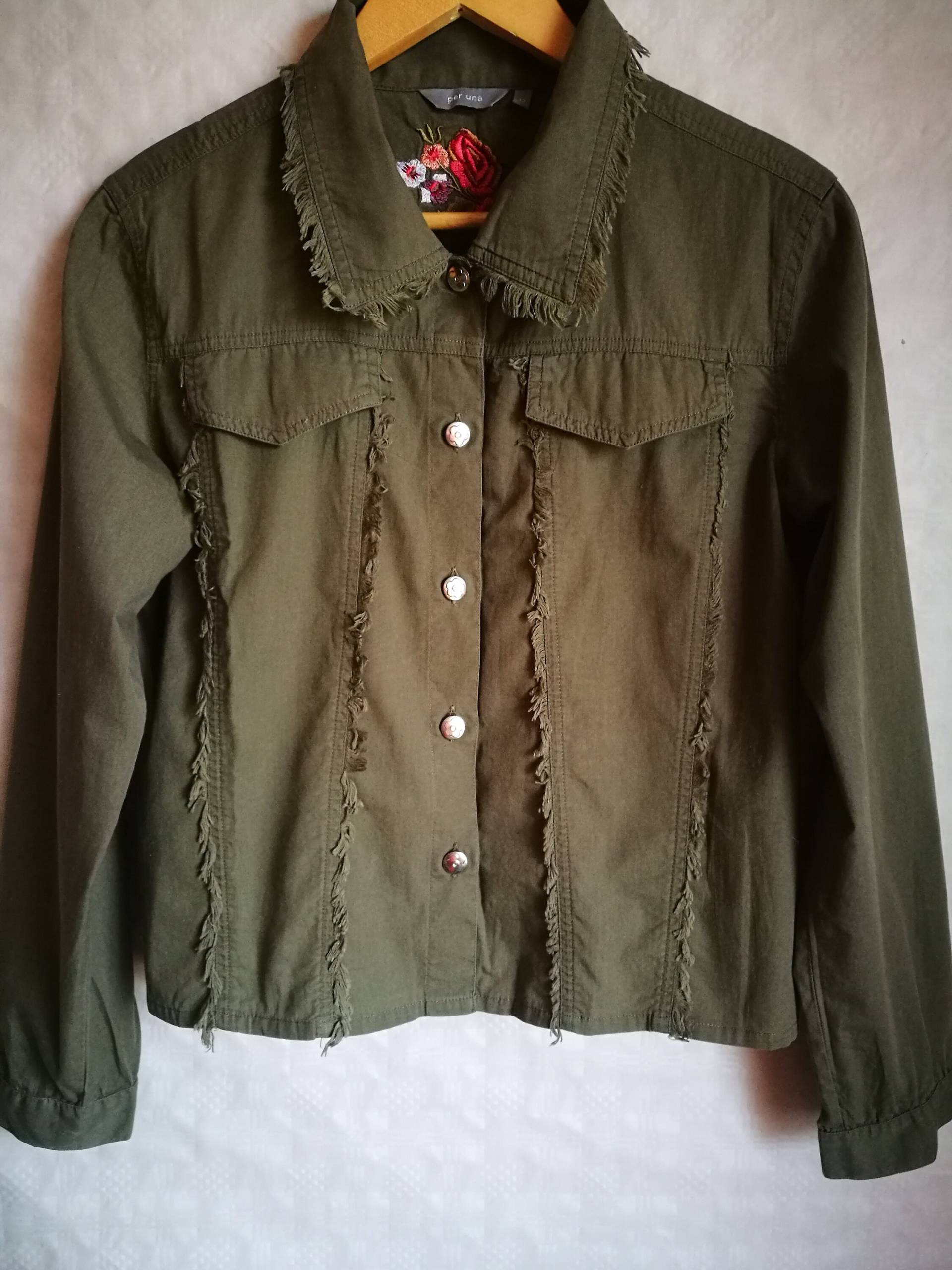 Vintage Bluse/ Marks & Spencer Jacke/ Khaki Bestickte Langarm/ Made in India/ Größe M von SanittasVintage