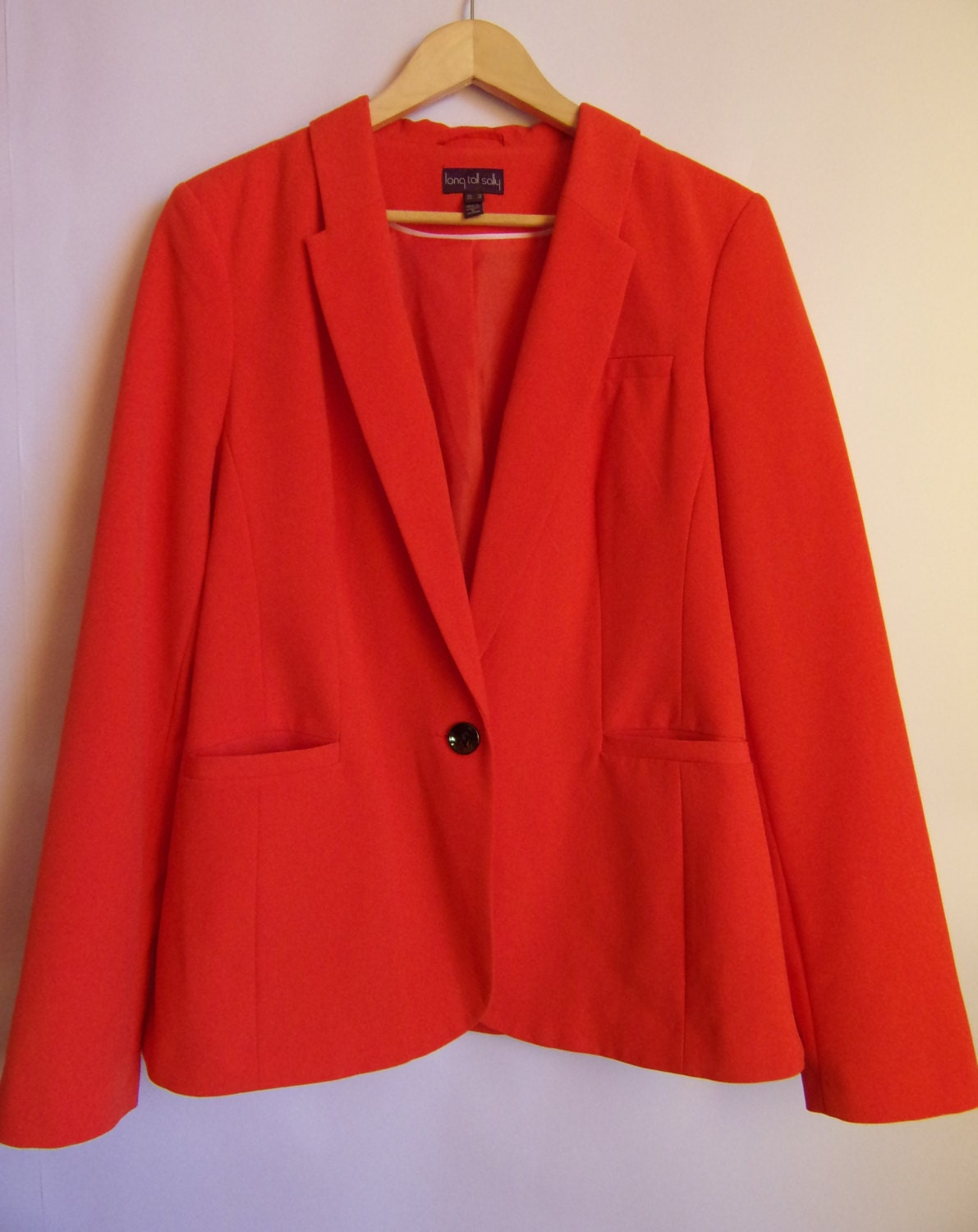 Vintage Womens Jacke/Rot Elegante Jacke/Business Button Up Mit Futter Taschen Festliche Größe Eu 42 Uk 14 von SanittasVintage