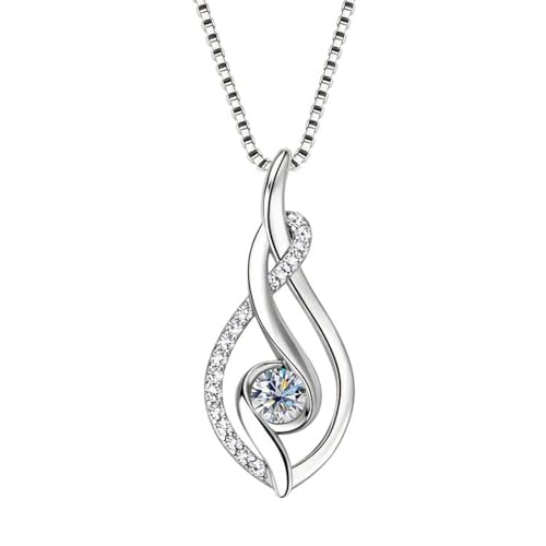 Halskette Damen 925 Silber mit Moissanit Anhänger 2,7 cm Zertifiziert Kette 44 cm Karabinerverschluss Geschenkbox Funkelnde Moissanite-Kette Geschenk für Frauen (Silber) von Sanixa