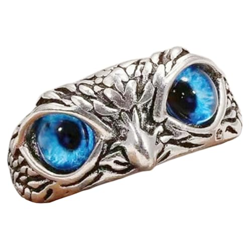 Karma NH10109255 Damenring Eule Silber Blau Legierung Acryl verstellbarer Ring Damenschmuck Damen Geschenk Frauen Fingerring Eulenring von Sanixa