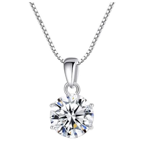 Karma NH10271175 Halskette Damen 925 Silber mit Moissanit Anhänger 0,8 cm Zertifiziert Kette 40 cm Karabinerverschluss Geschenkbox Funkelnde Moissanite-Kette Geschenk für Frauen von Sanixa