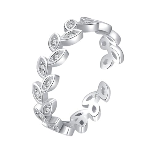 Karma NH10312496 Damenring Blätter Silber 925 Sterlingsilber Zirkone verstellbarer Ring Damenschmuck Damen Geschenk Frauen Fingerring Karma NH10312496 Damenring Blätter Silber 925 Sterlingsilber Zirkone verstellbarer Ring Damenschmuck Damen Geschenk Frauen Fingerring von Sanixa