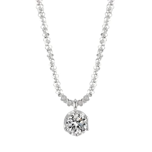Karma NH11054005 Halskette Damen 925 Silber mit Zirkon Anhänger 1 cm Kette 42 cm Karabinerverschluss Geschenkbox Funkelnde Zirkonkette Geschenk für Frauen von Sanixa