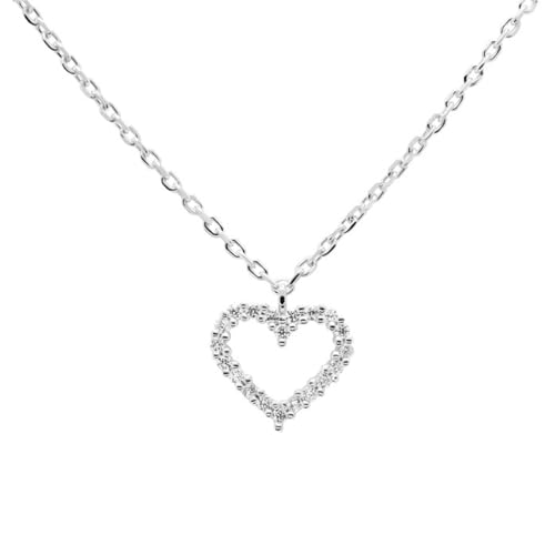 Karma NH11058597 Halskette Herz Damen 925 Silber mit Kristall Kette 40 cm Federringverschluss Funkelnde Kristallkette Geschenk für Frauen Herzkette von Sanixa