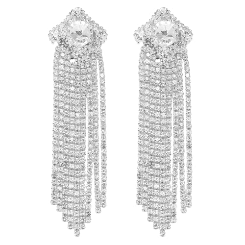 Karma NH11132062 Ohrringe Strass Silber 9 cm Damenohrringe Ohrhänger Ohrschmuck Damenschmuck Ohrschmuck Damen Strassohrringe von Sanixa