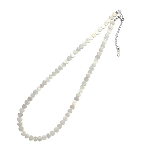 Karma NH11299838 Halskette Süßwassermuschel Abalone Damen Edelstahl Weiß Silber Kette 40 cm Karabinerverschluss Funkelnde Muschelkette Geschenk für Frauen von Sanixa