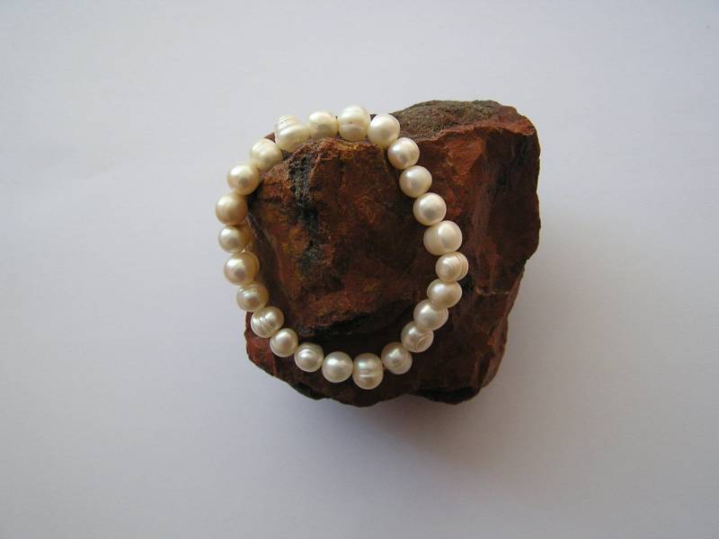 Armband, Natur, Perlen, Weiß von Sanja95