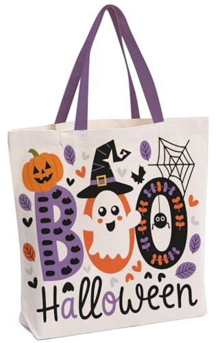 Sanjiaofen Canvas-Tragetasche für Damen, Baumwolle, Einkaufstasche, Geschenk, wiederverwendbare Einkaufstaschen für Fitnessstudio, Reisen, Arbeit., Ghost, Einheitsgröße von Sanjiaofen